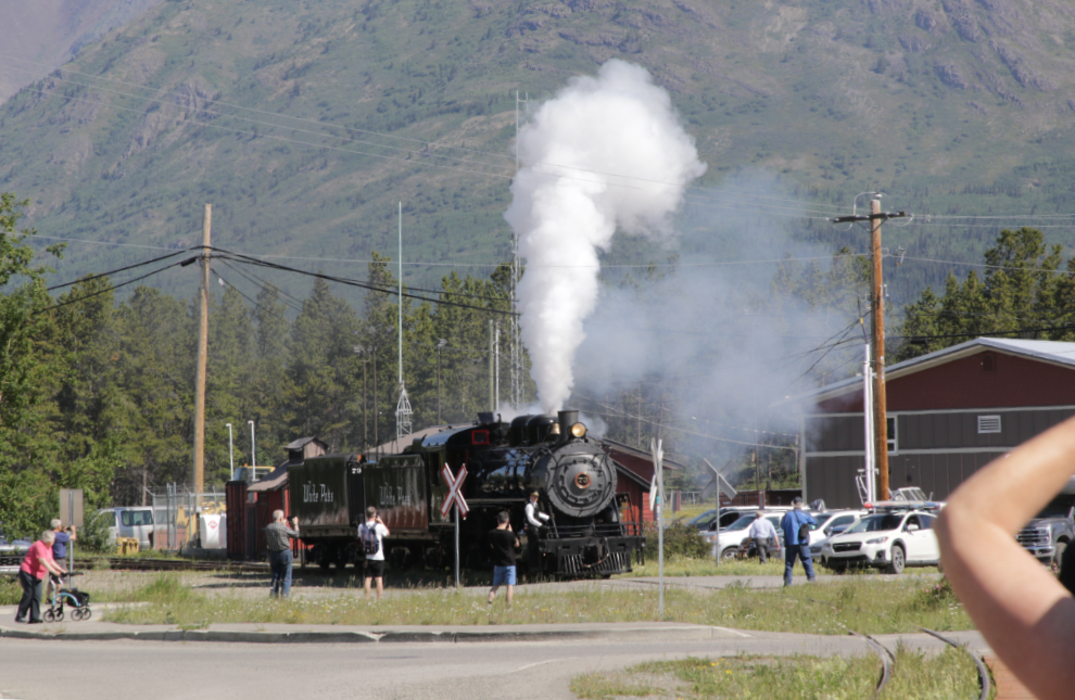 White Pass & Yukon Route steam locomotive #73 at Carcross.