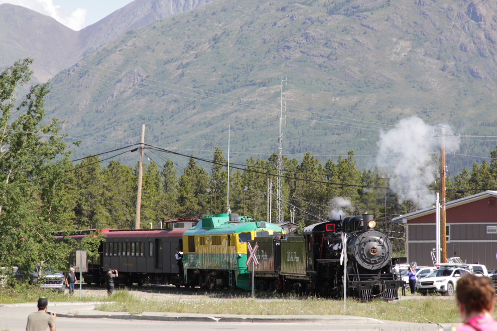 White Pass & Yukon Route steam locomotive #73 at Carcross.