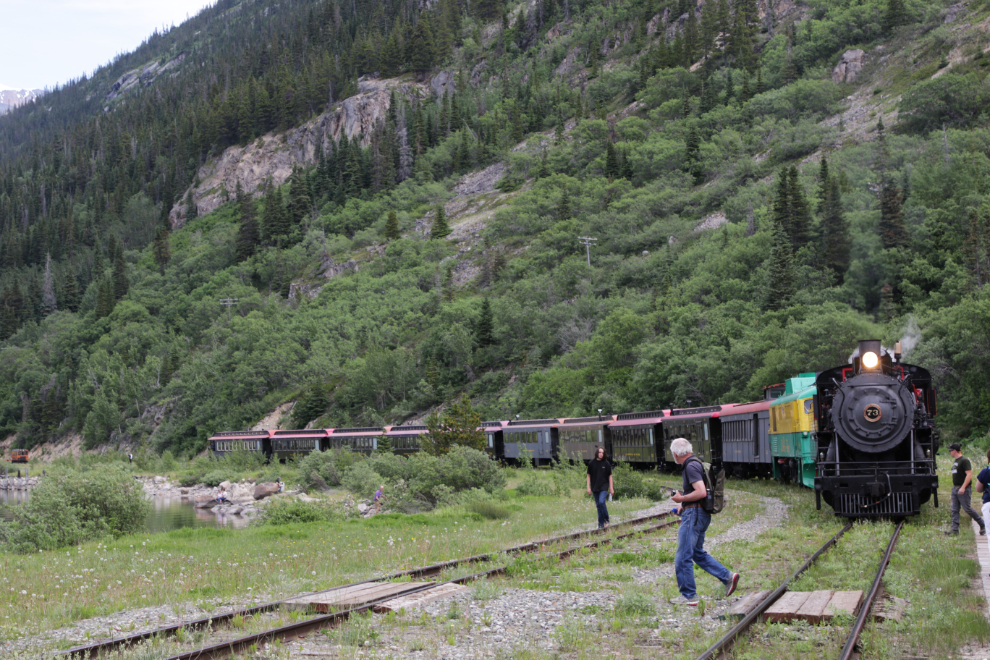 A White Pass steam train excursion at Bennett, BC.