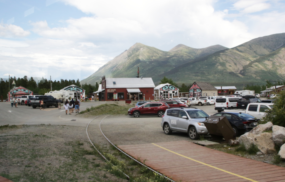 A full parking lot at Carcross.