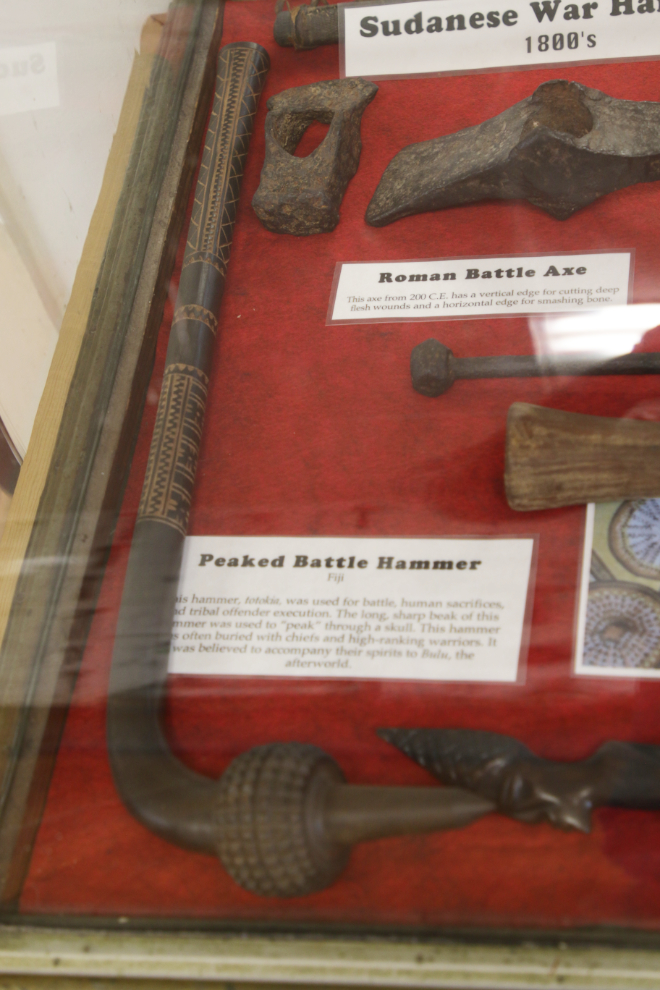 An ancient battlehammer (totokia) from Fiji at the Hammer Museum in Haines, Alaska