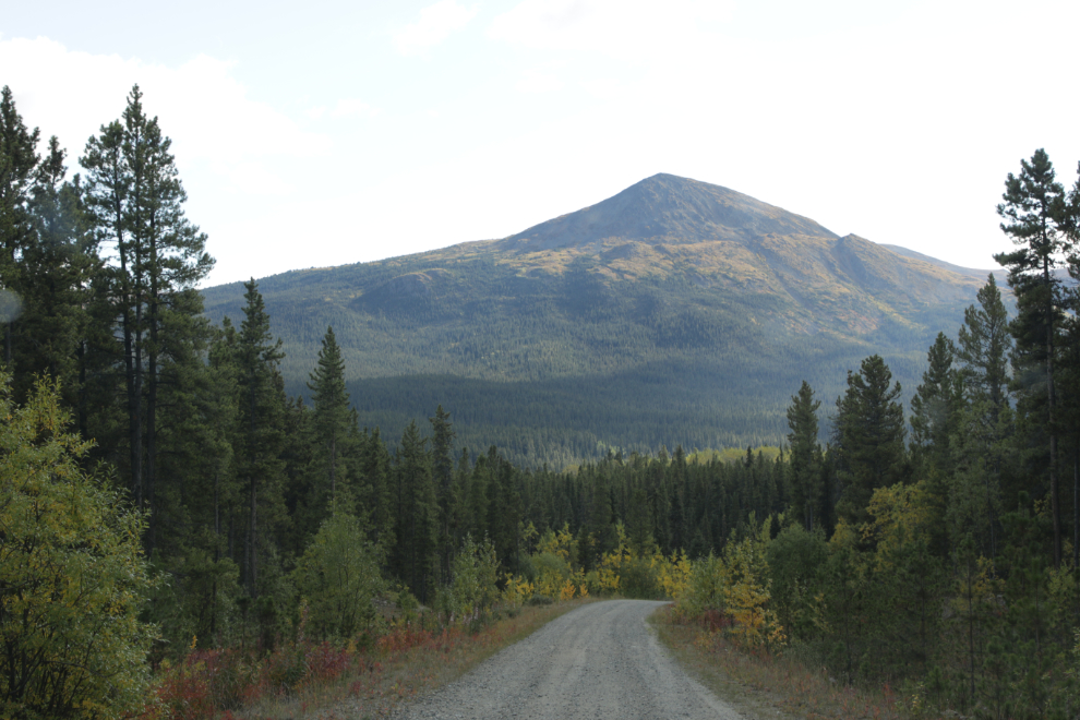 Driving the Surprise Lake Road at Atlin, BC.