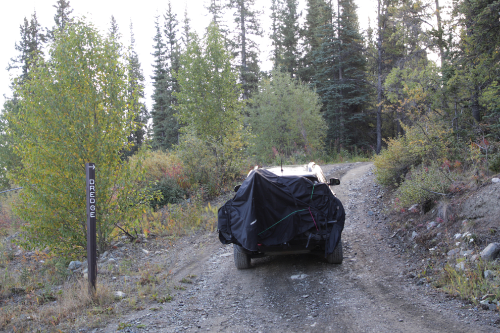 Driving to the Dredge and Flume Recreation Site, Atlin, BC.