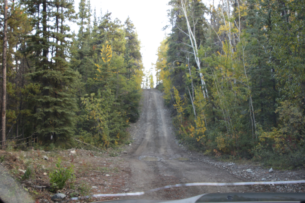 Driving to the Dredge and Flume Recreation Site, Atlin, BC.