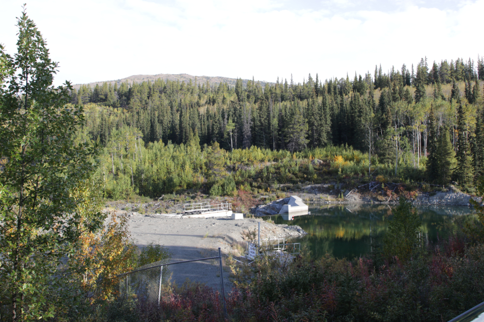 Concrete dam on Pine Creek, Atlin, BC.