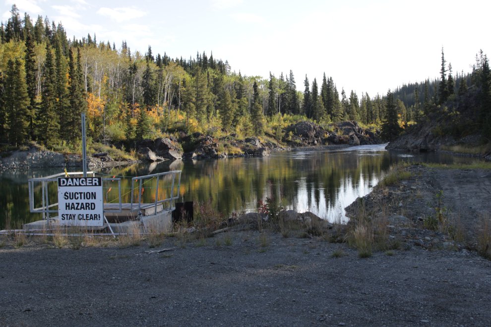 Concrete dam on Pine Creek, Atlin, BC.