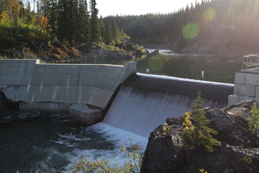 Concrete dam on Pine Creek, Atlin, BC.