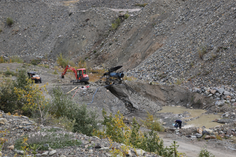 A 'lifestyle' placer miner working on Pine Creek, Atlin, BC.