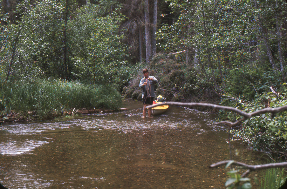 Paddling BC's Bowron Lakes circuit in 1968 - lining up Babcock Creek.