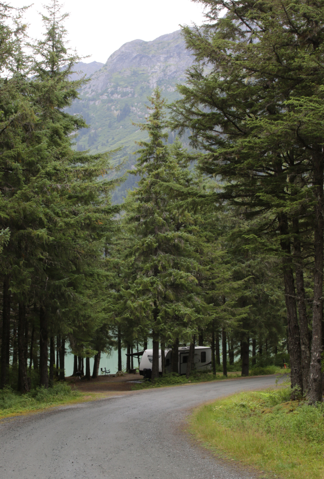 Chilkoot Lake State Park campground at Haines, Alaska. 