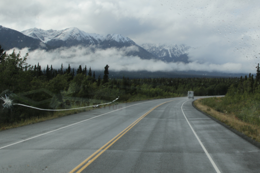 Fresh snow above the Haines Highway in late August.