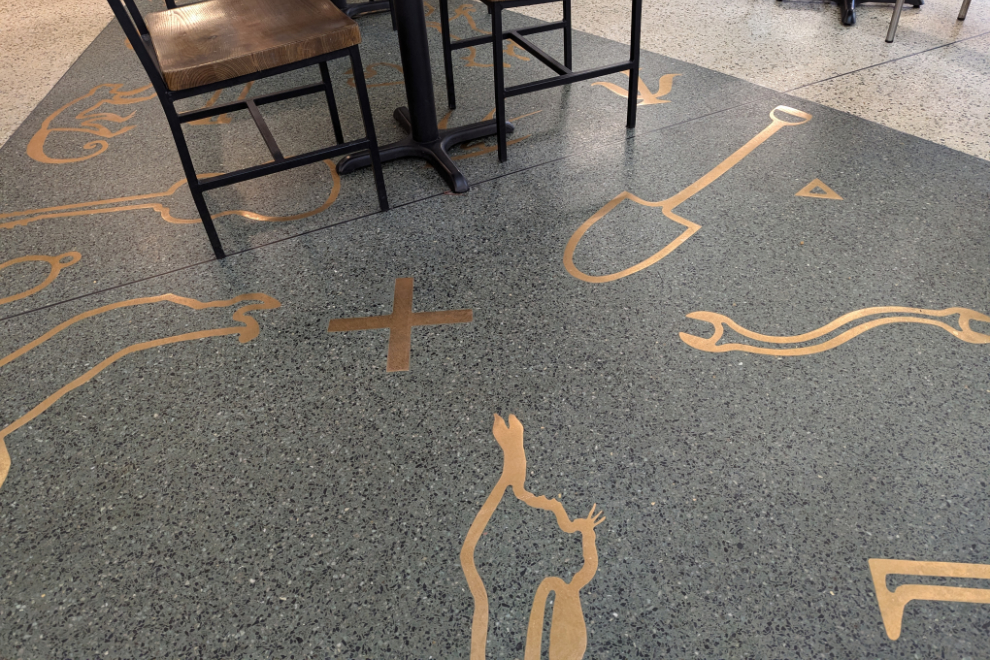 Artistic floor at Ballard Brew Hall,  Sea-Tac airport.