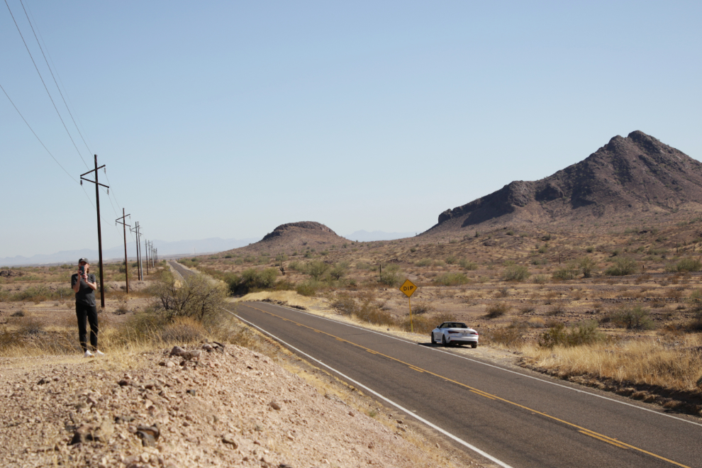 A view along Painted Rock Dam Road, Arizona.