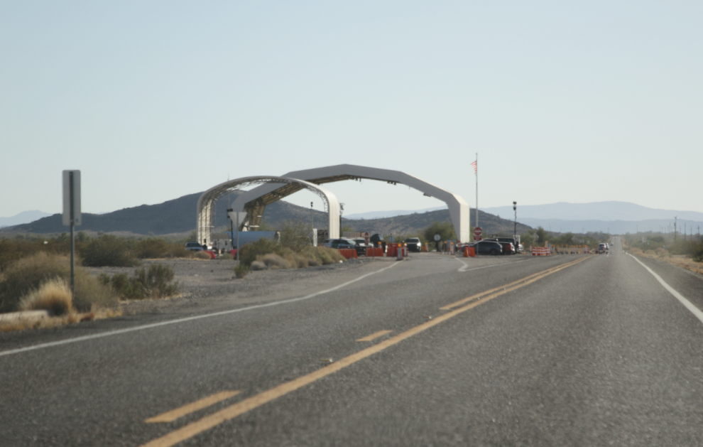 A border security check station on Arizona Highway 8.