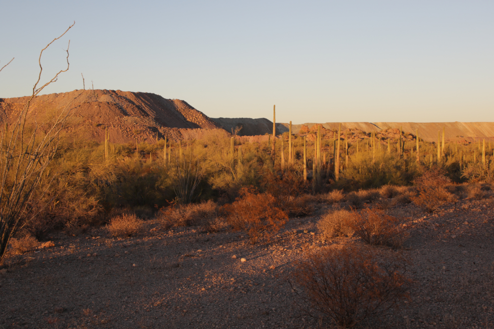 The massive tailings piles of the New Cornelia Mine near Ajo, Arizona.