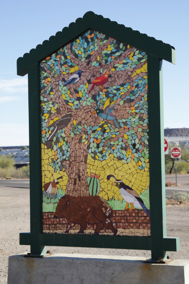 The beautiful tiled Welcome sign at Ajo, Arizona.