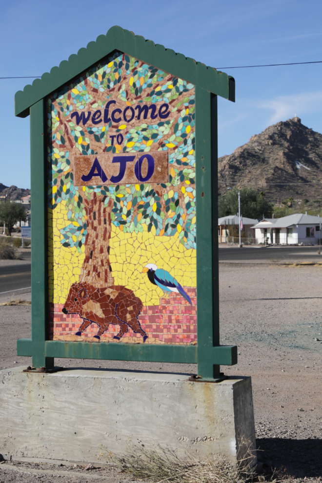 The beautiful tiled Welcome sign at Ajo, Arizona.