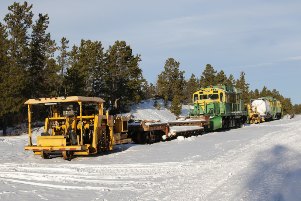 The White Pass & Yukon Route work train at Carcross in January. 