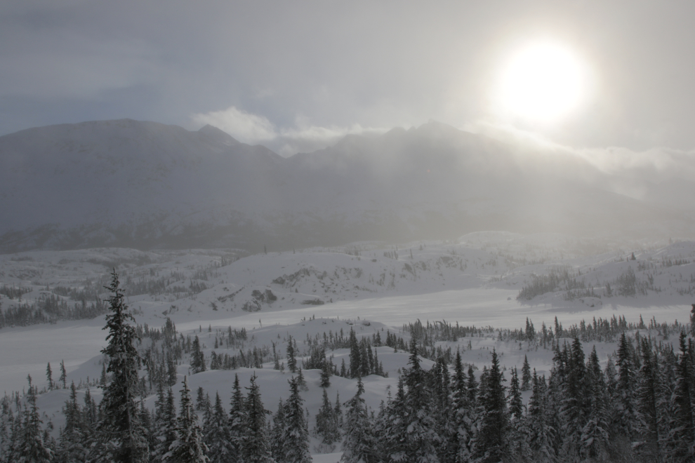 A storm near Log Cabin on the South Klondike Highway in January. 