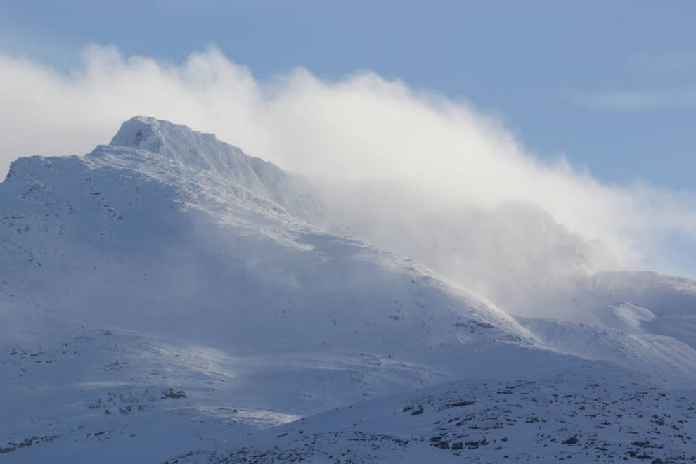 Peaks above Summit Lake on the South Klondike Highway in January. 