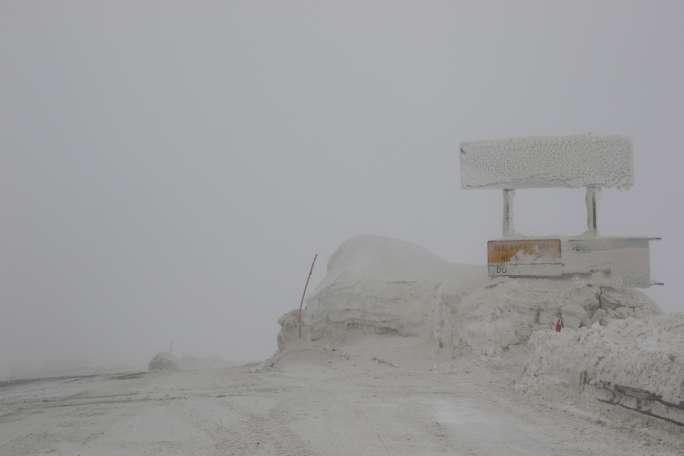 The BC-Alaska border  on the South Klondike Highway in January. 