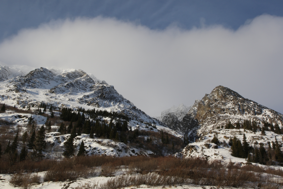 Peaks along the South Klondike Highway in January. 