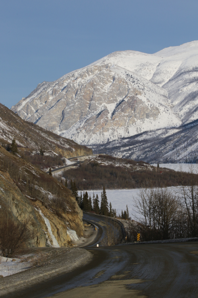 The South Klondike Highway along Windy Arm in January.