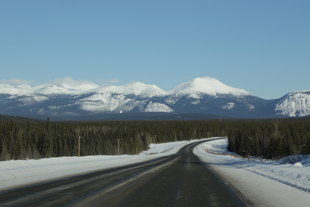 The Alaska Highway east of Squanga Lake in March.