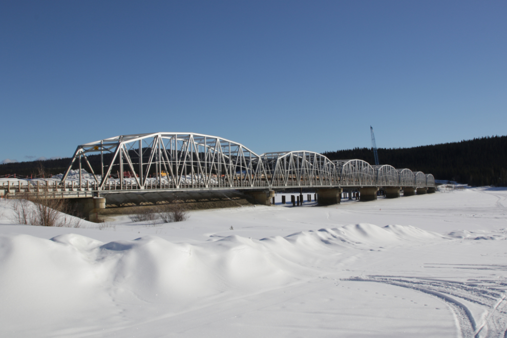 The old and new Nisutlin Bay Bridges at Teslin, Yukon.