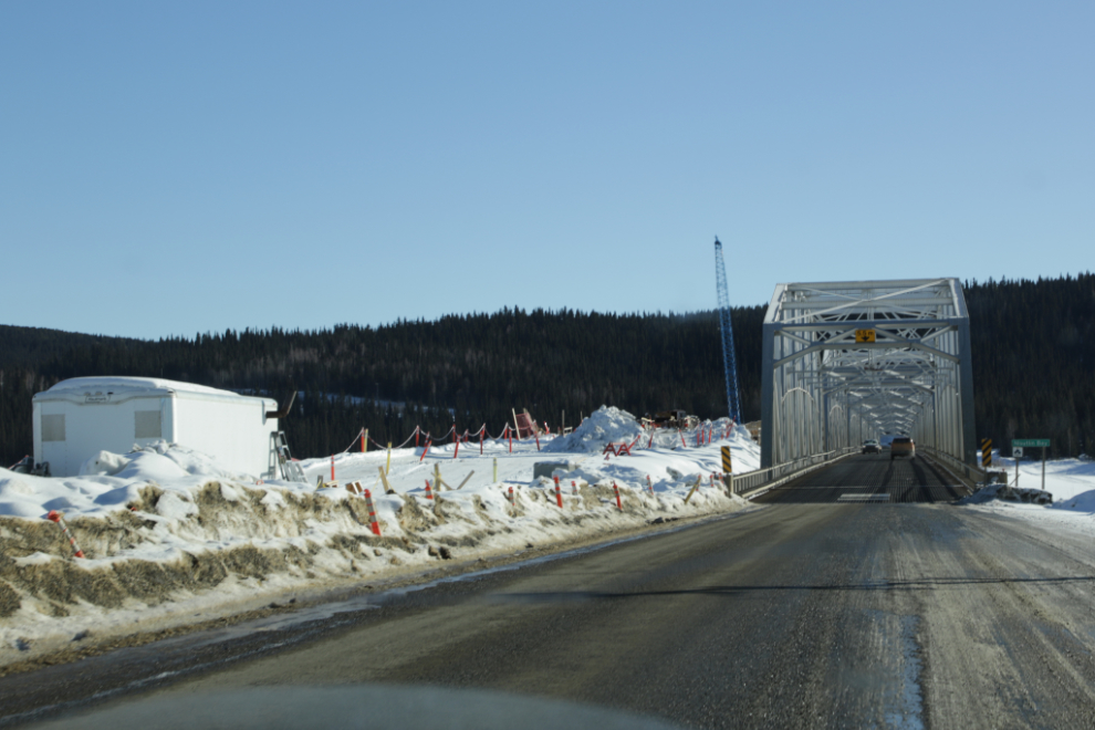 The old and new Nisutlin Bay Bridges at Teslin, Yukon.