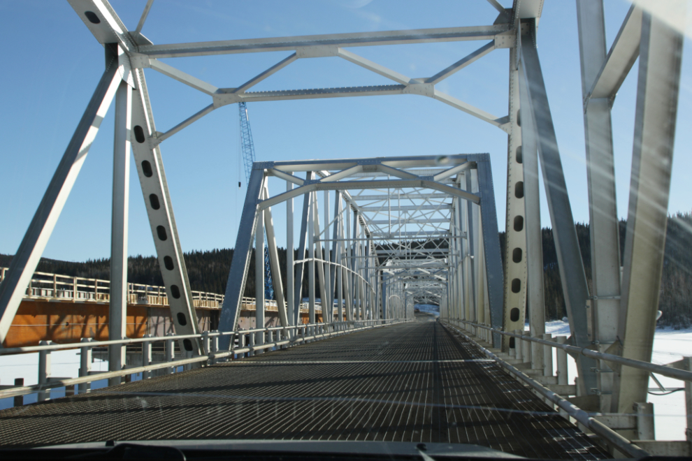 The old and new Nisutlin Bay Bridges at Teslin, Yukon.