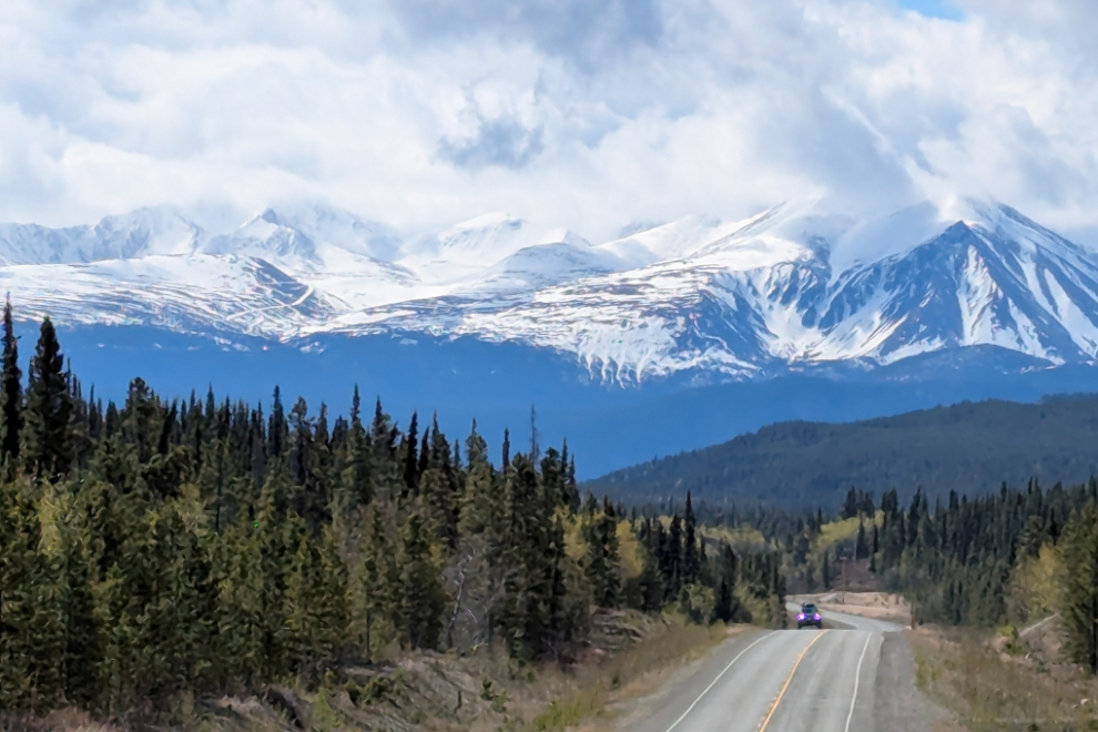 Montana Mountain as seen driving southbound on the South Klondike Highway.