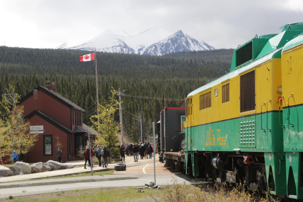 A White Pass & Yukon Route train at Carcross, Yukon.