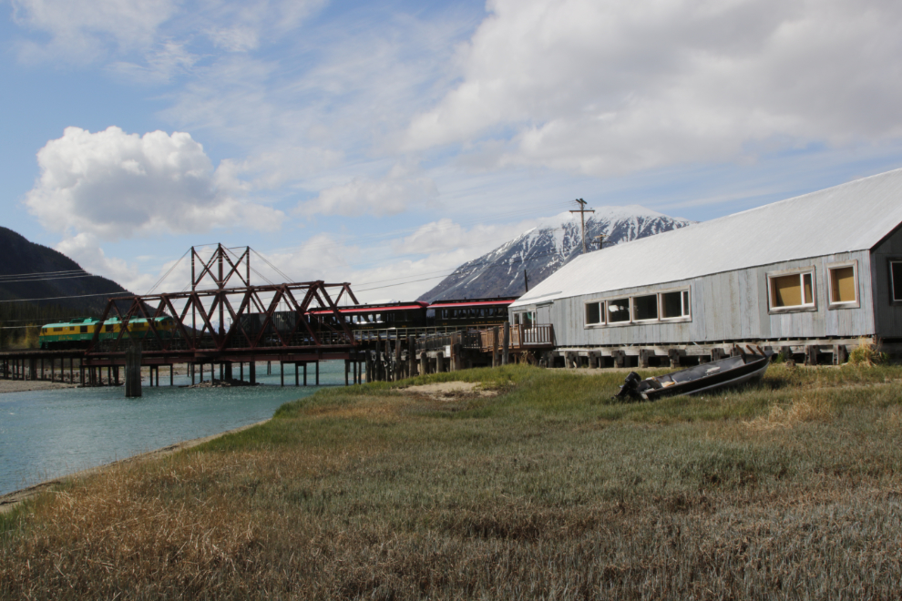 A White Pass & Yukon Route train departs from Carcross, Yukon.