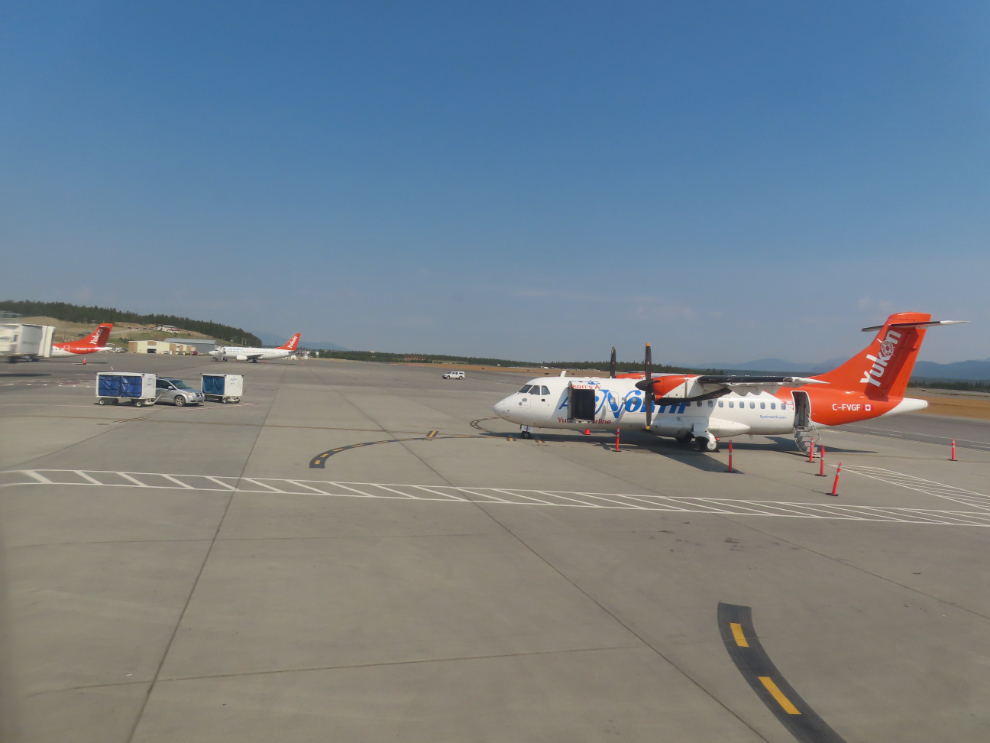 C-FVGF, an Aerospatiale ATR 42 operated by Air North, seen at Erik Nielsen Whitehorse International Airport.