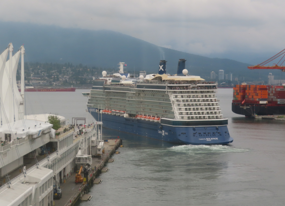 The Celebrity Solstice sailing from Canada Place in Vancouver.