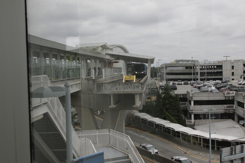 Walking to the Canada Line station at Vancouver International Airport (YVR).