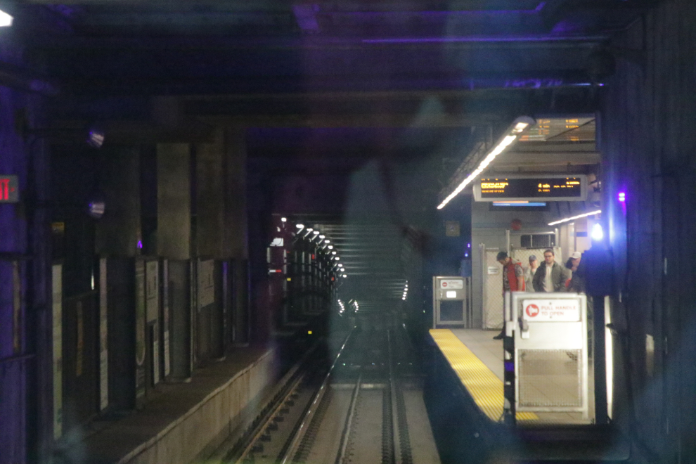 Headed to downtown Vancouver from the airport, on the Canada Line. 