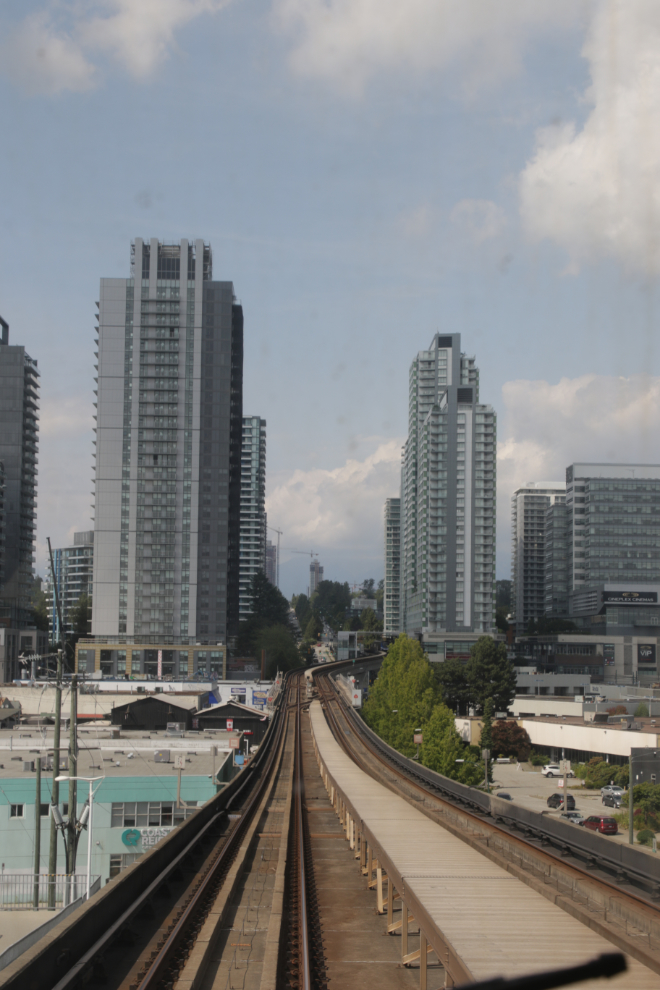 Riding the Canada Line back to the Vancouver Airport.