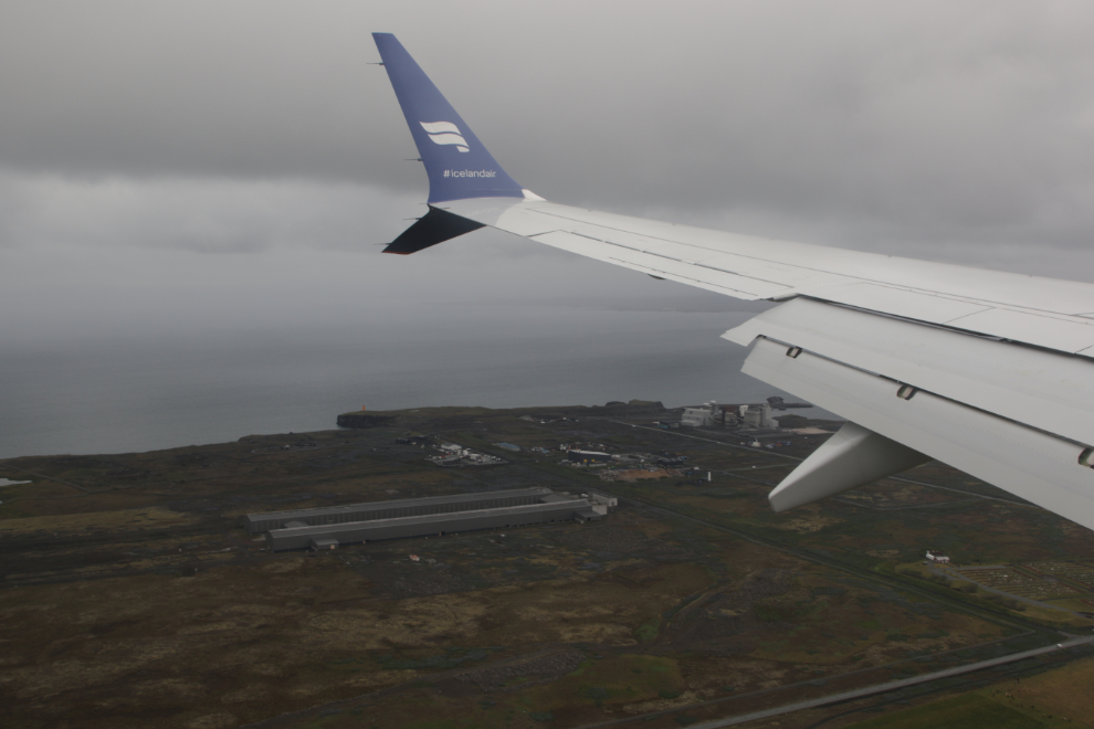 Descending into rainy Keflavik (KEF), the airport for Reykjavik, Iceland, on an Icelandair Boeing 737-8 MAX.