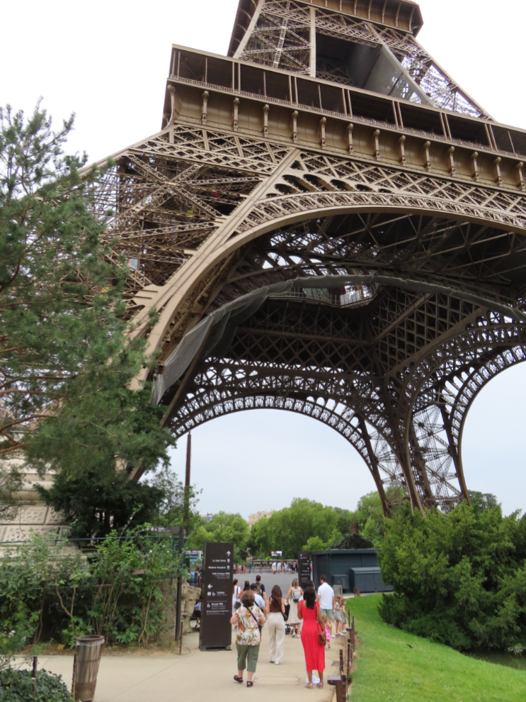 Under the Eiffel Tower in Paris, France.