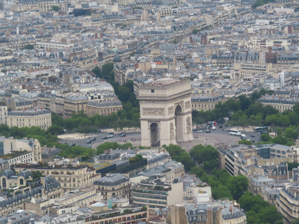 Looking north from the Eiffel Tower to the Arc de Triomphe.