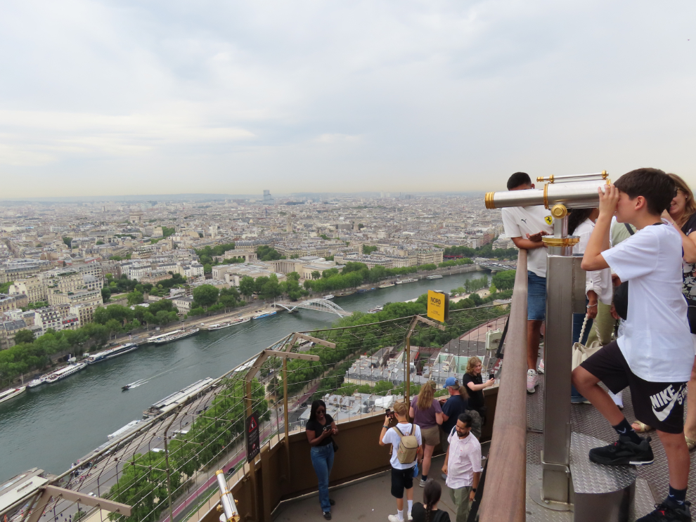 Looking at Paris from the Eiffel Tower.