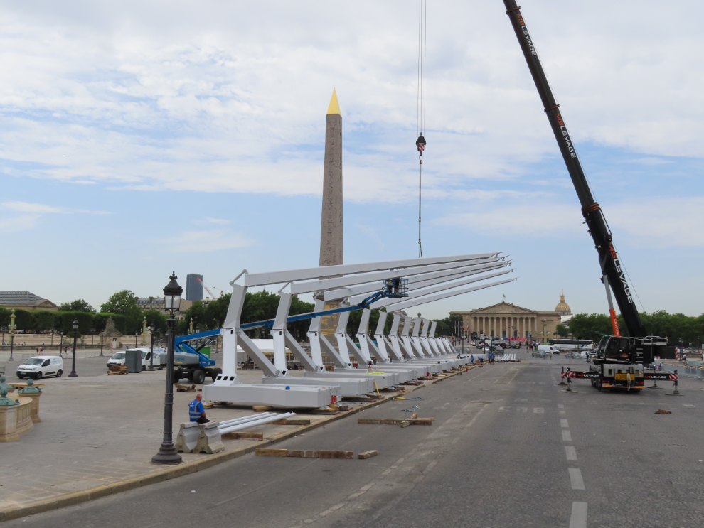 Preparations for a major event seem to be going on in Place du Trocadero in Paris.