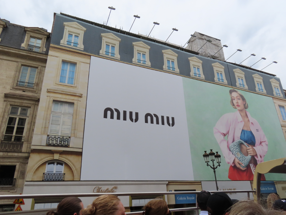 Most of the renovation projects in Paris are hidden by full-size panels that show what the finished project will look like, usually with an ad.