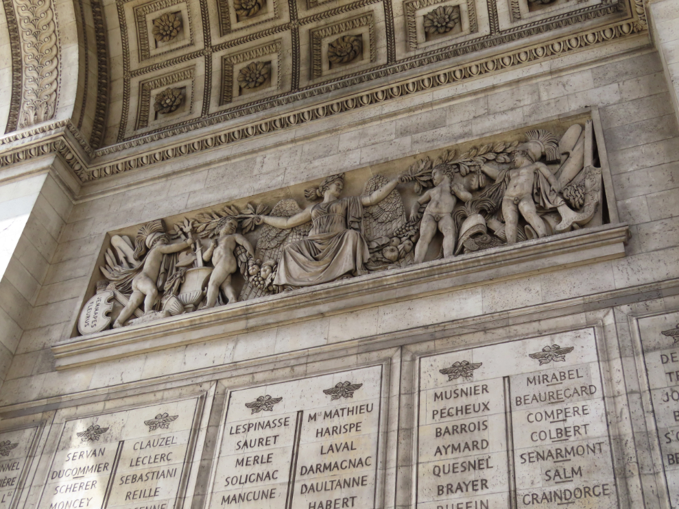 Wonderful detailing on the Arc de Triomphe in Paris.
