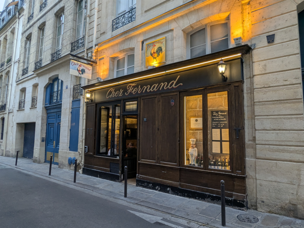 Dinner at at Chez Fernand inn Paris.