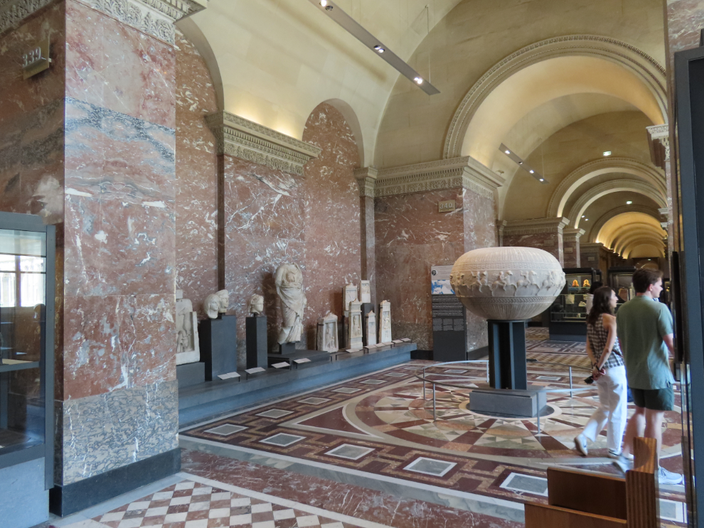 Greek antiquities in Room 340 at the Louvre Museum in Paris.