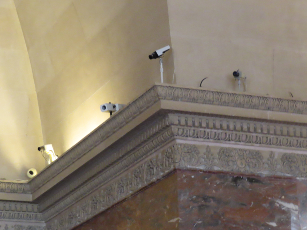Security at Aphrodite, commonly called Venus de Milo, at the Louvre Museum in Paris.