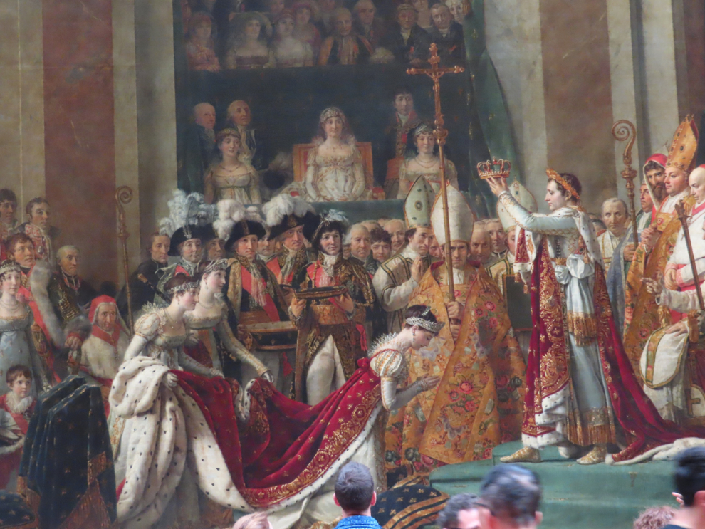 Detail of 'The Coronation of Napoleon' (1807) by Jacques-Louis David, at the Louvre Museum in Paris.